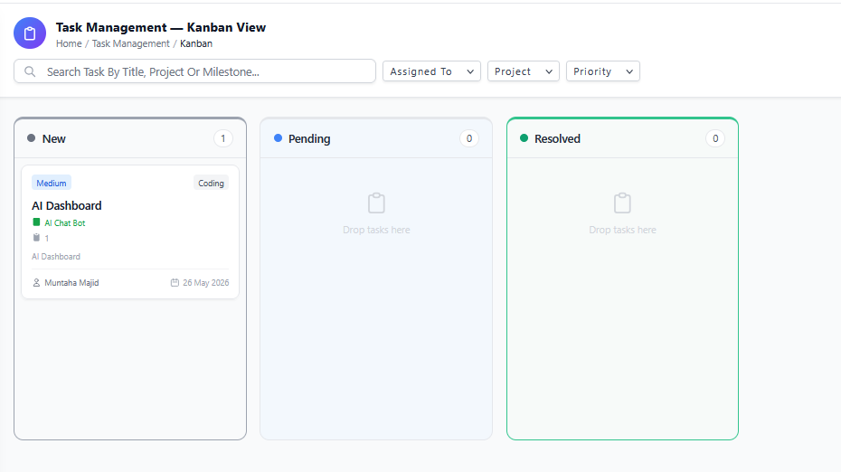 Task management kanban board